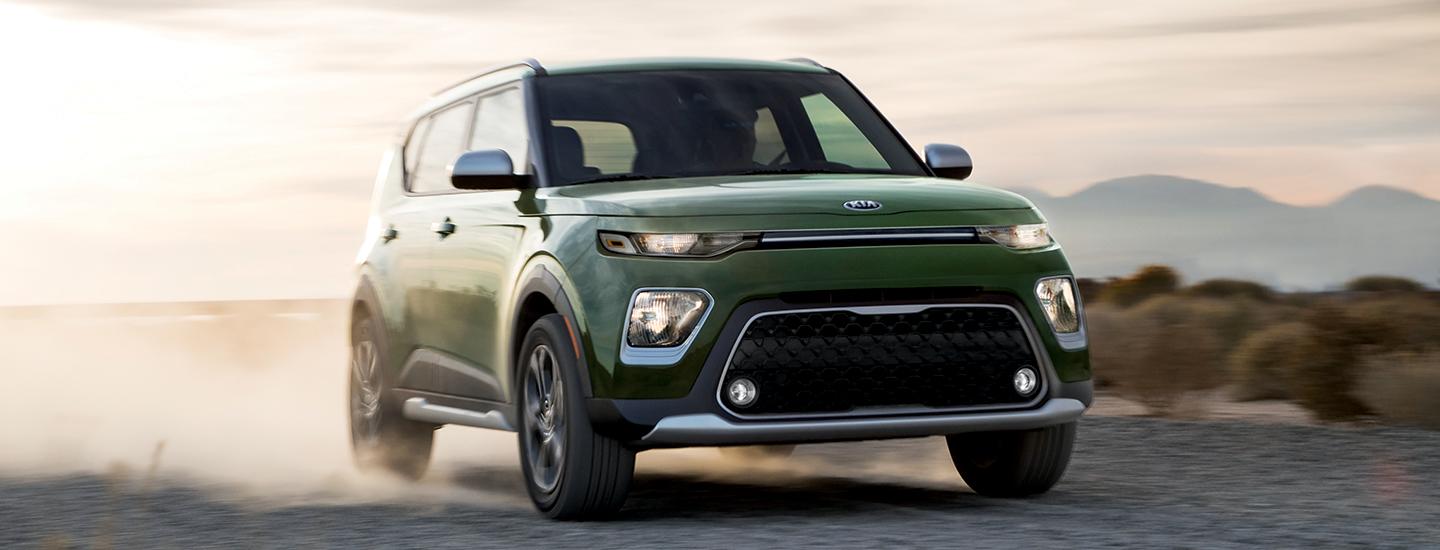 2020 Kia Soul driving in desert