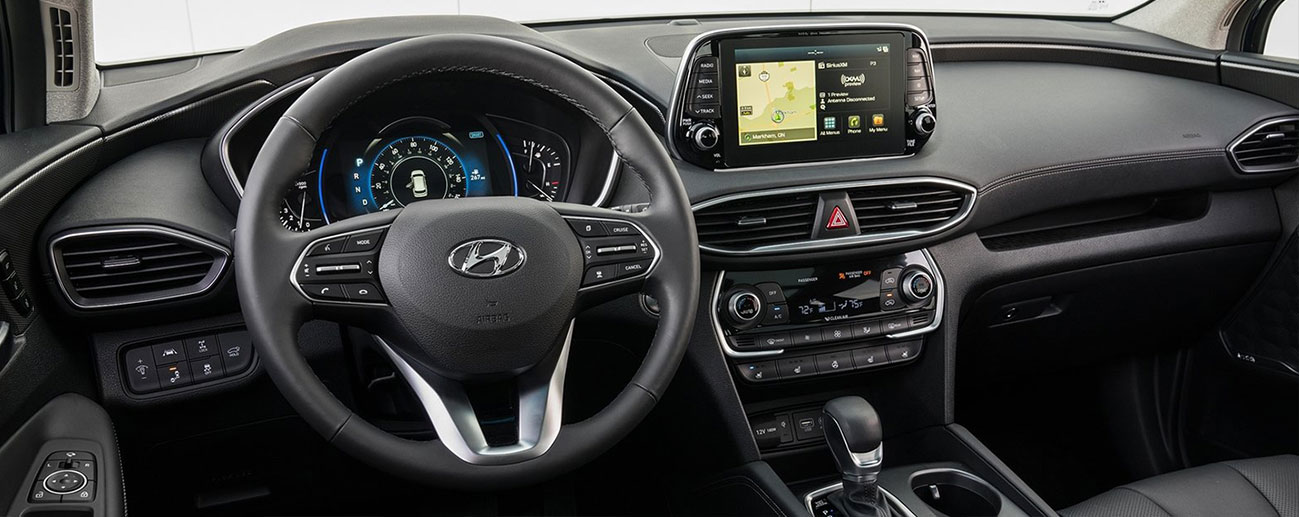 Safety features and interior of the 2019 Hyundai Santa Fe - available at our Hyundai dealership near Tampa and Clearwater, FL