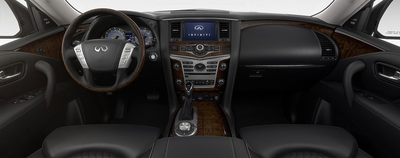 Safety features and interior of the 2019 INFINITI QX80 - available at our INFINITI dealership near Saint Paul.