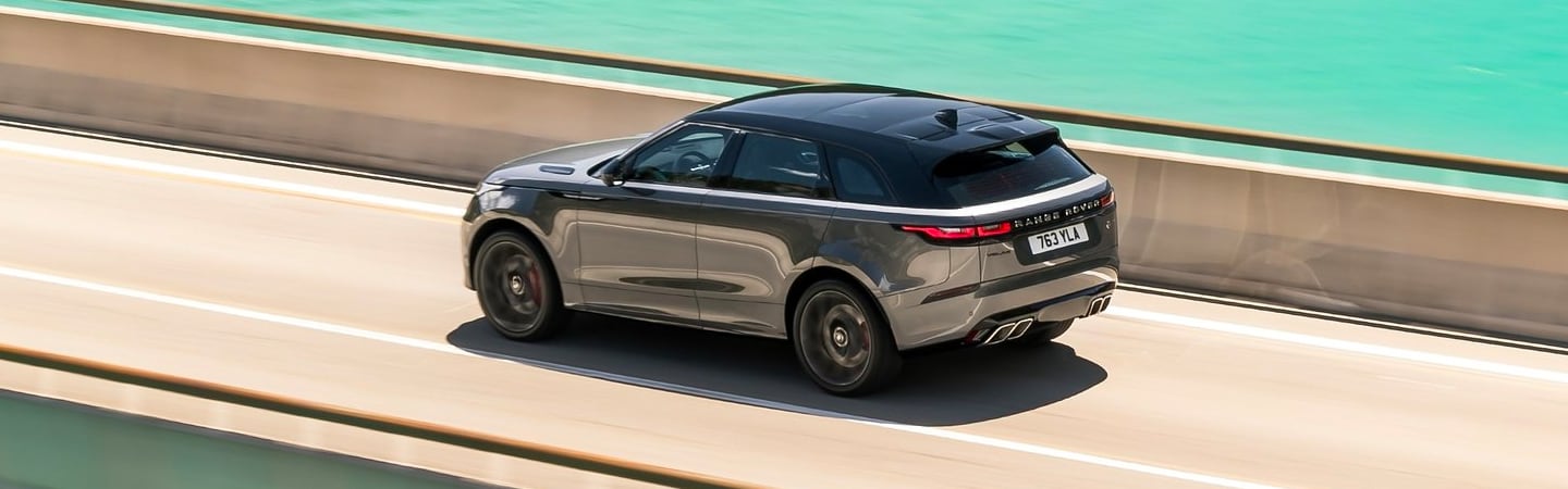 Driver’s side view of gray Velar