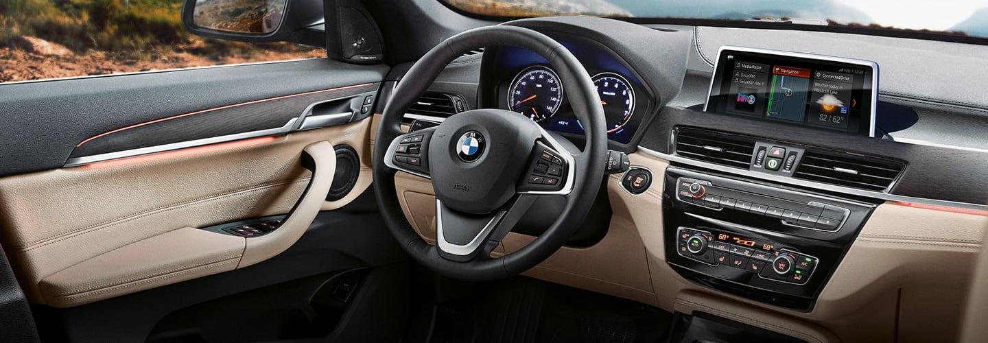 Steering Wheel and Dashboard View of 2021 BMW X1 