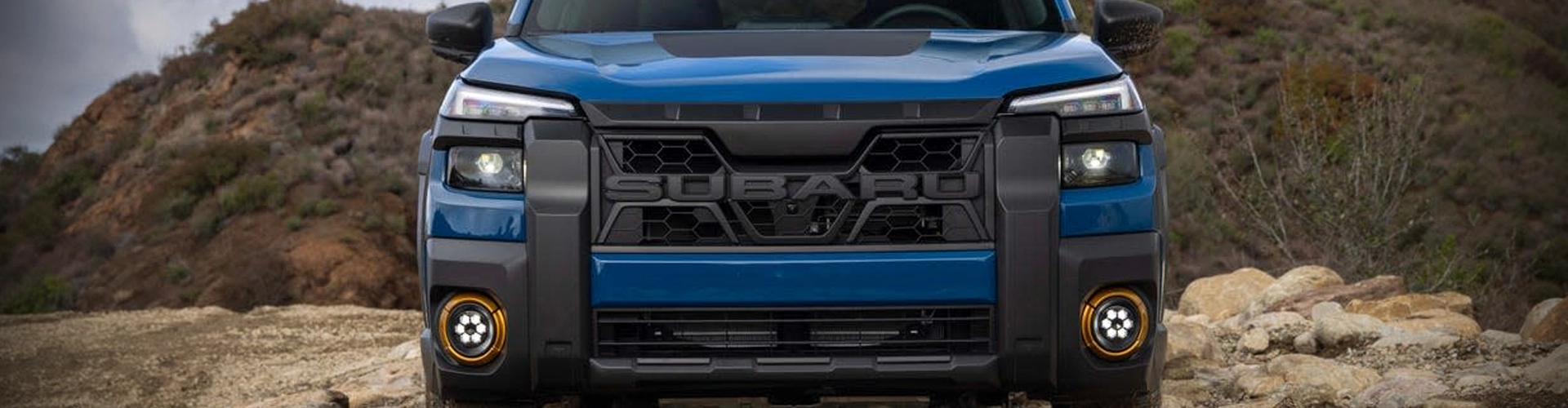 face on view of grille Blue Subaru Outback Wilderness