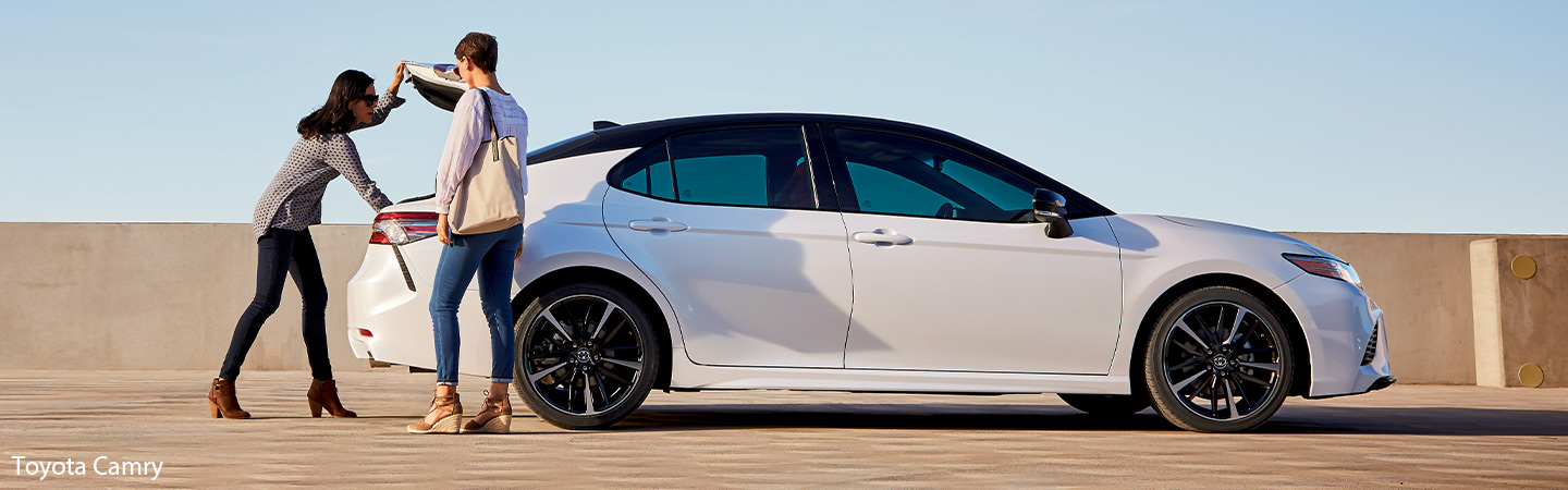 2019 Toyota Camry parked with trunk open