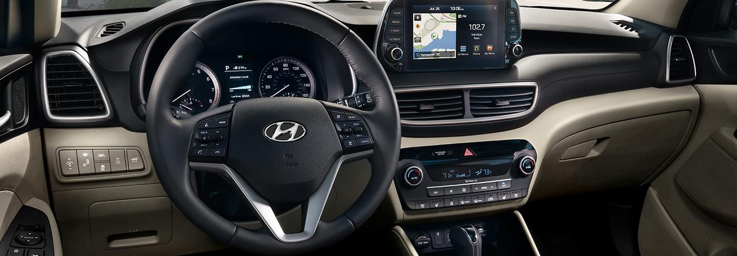 Steering wheel and tech in the new Tucson