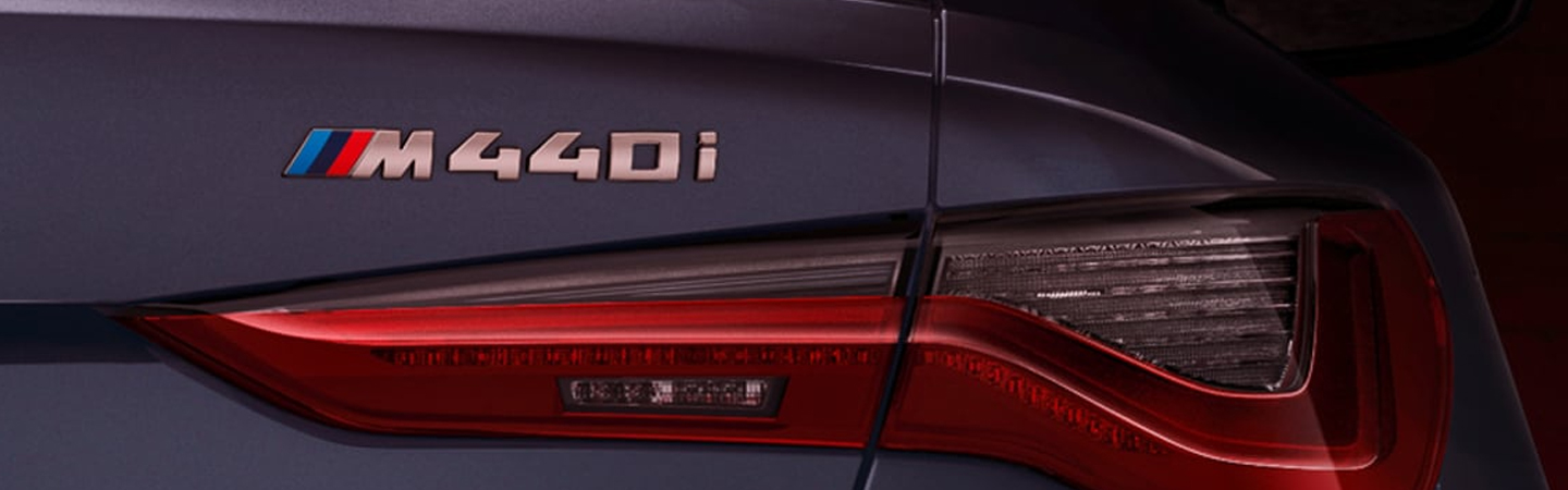 Taillight of blue 2021 BMW 4 series coupe