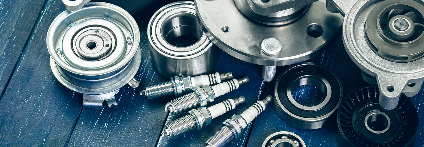 Overview of auto parts laid out at Marlow Motor CDJR