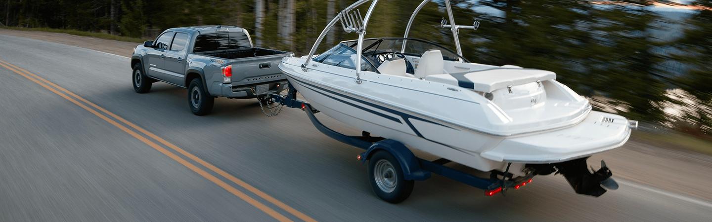 Toyota Tacoma towing a boat