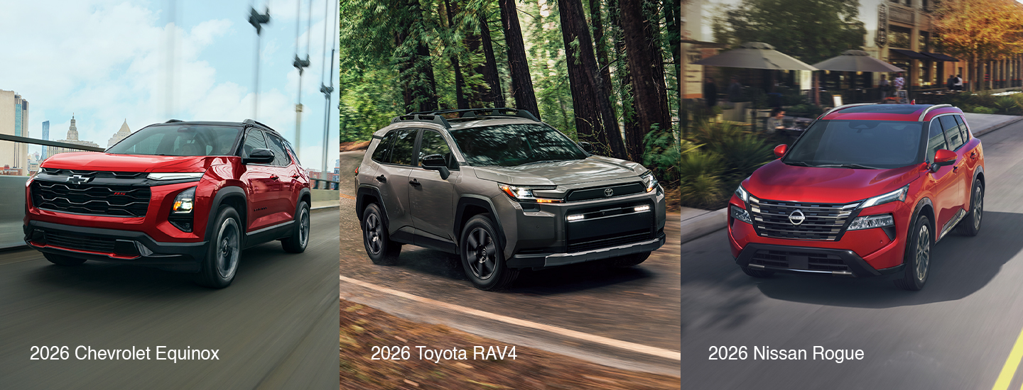 comparing 3 suv models next to each other