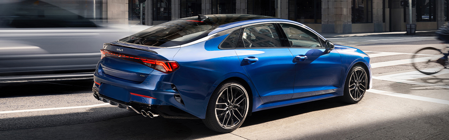 2024 Kia K5 For Sale Near Me Rear-Side View With Blue Color